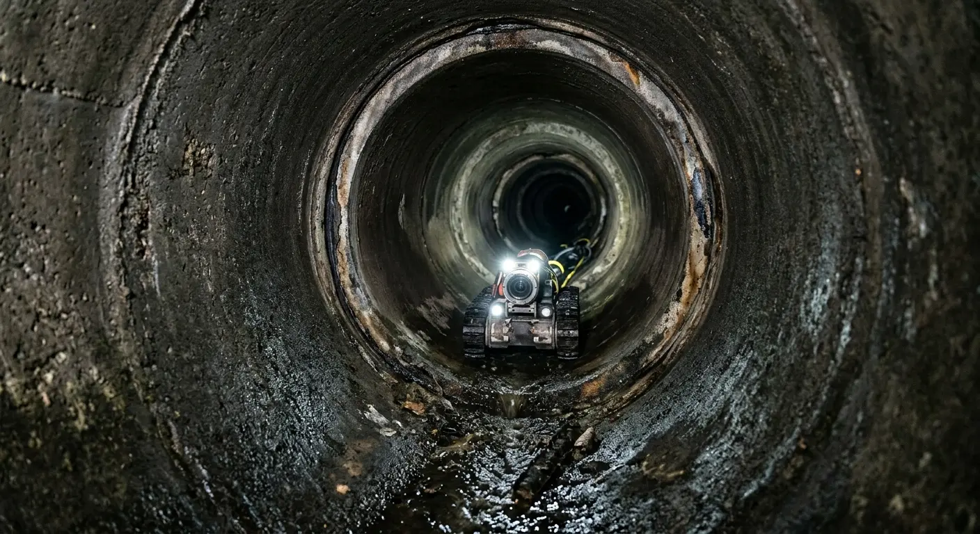 Robotic sewer camera inspecting pipe interior for Sewer Line Cleaning in Winter Springs